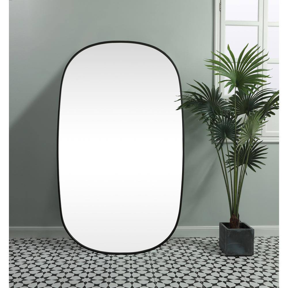 Alt View 5. Elegant Decor - Metal Frame Oval Mirror 36x60 Inch in Black - Black.