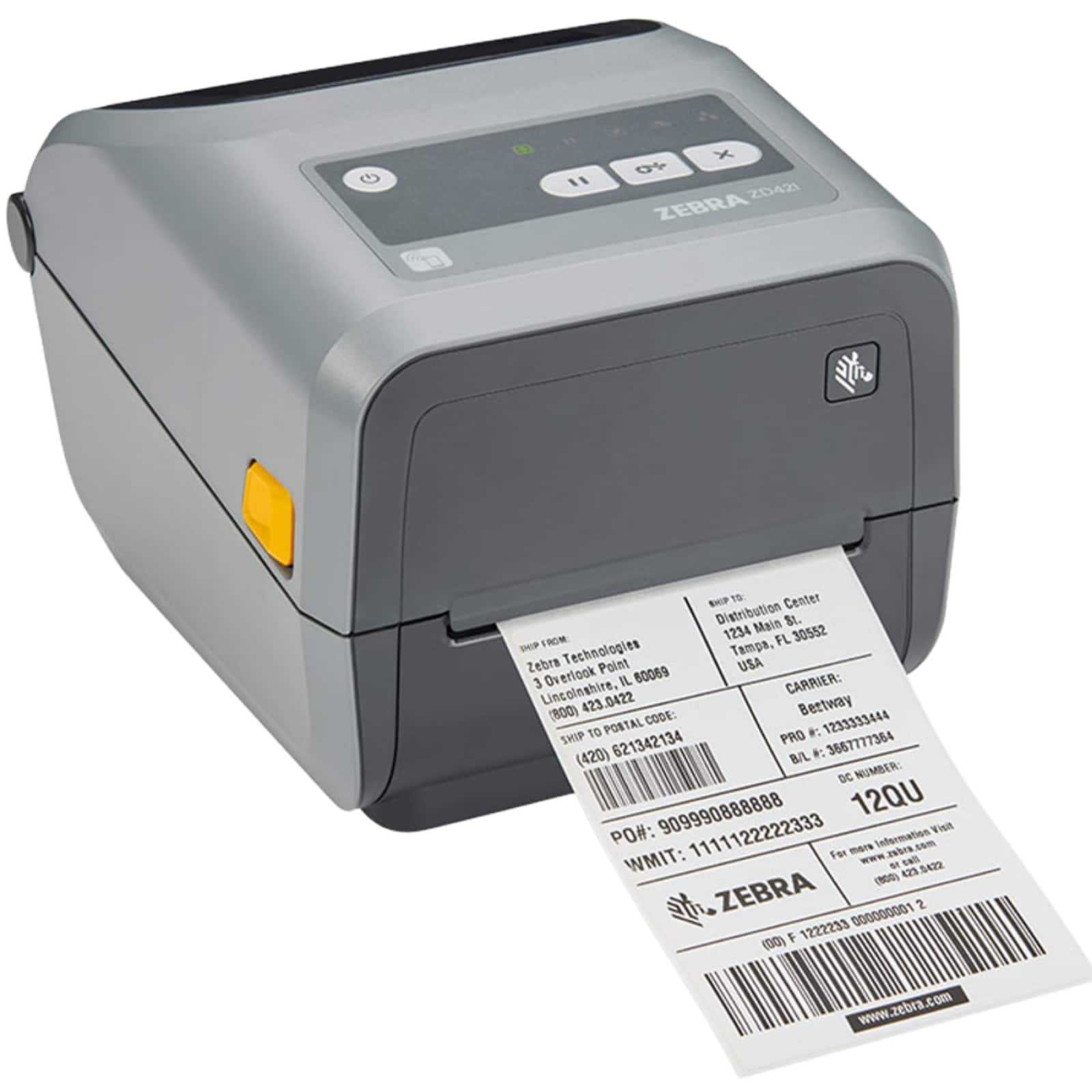 Zebra Technologies - ZD421 Thermal Transfer/Direct Thermal Desktop Label Printer, 203 dpi, 4-in Width, USB, Model ZD4A042-30EM00EZ - Gray
