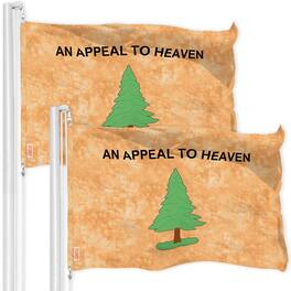 G128 - 2-Pack "An Appeal to Heaven" Tea-Stained Flag, 3x5 ft Printed 300D Polyester with Brass Grommets - Assorted Colors