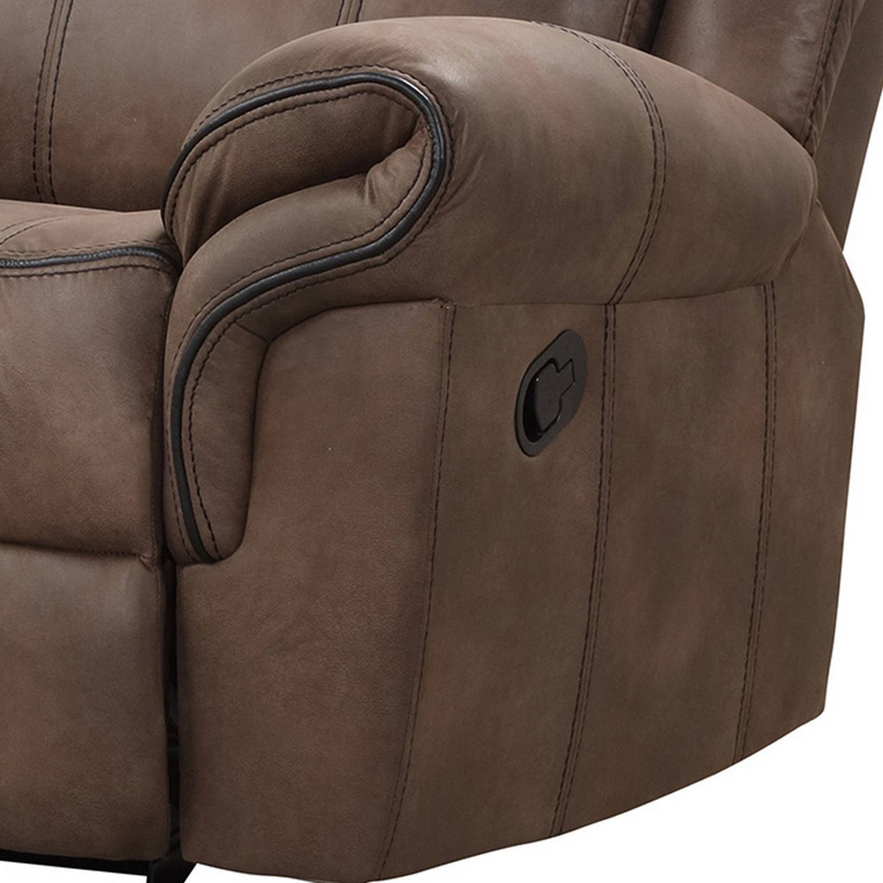 Alt View 3. Manhattan Lane - Arisa Manual Glider Recliner Chair, Brown Faux Leather, Pillow Arms - Brown, Black.