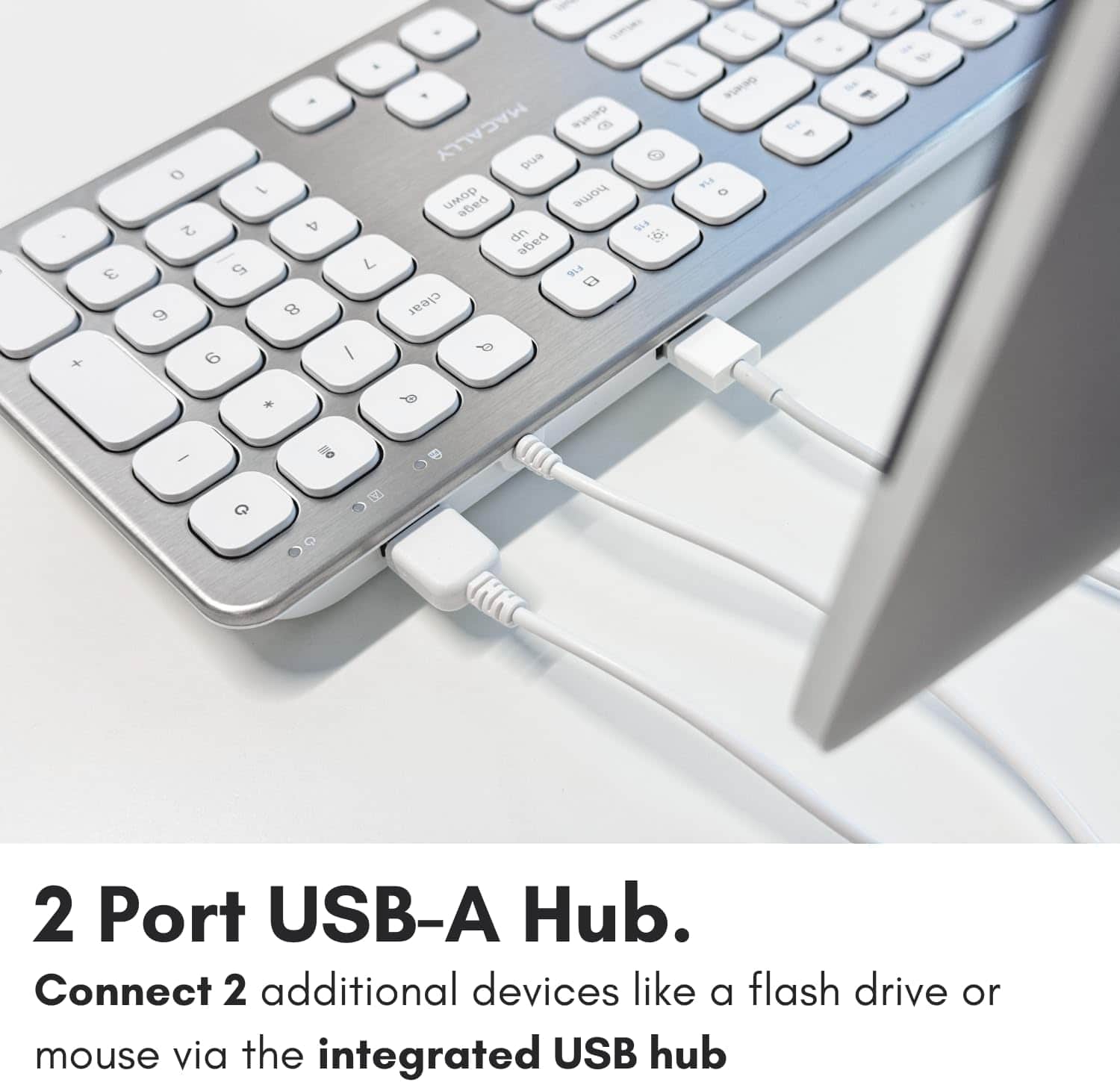 Macally Wired Keyboard for Mac with USB Ports for Mouse Compatible