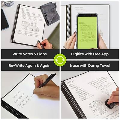 Write Notes & Plans  
Digitize with Free App  
Re-Write Again & Again  
Erase with Damp Towel