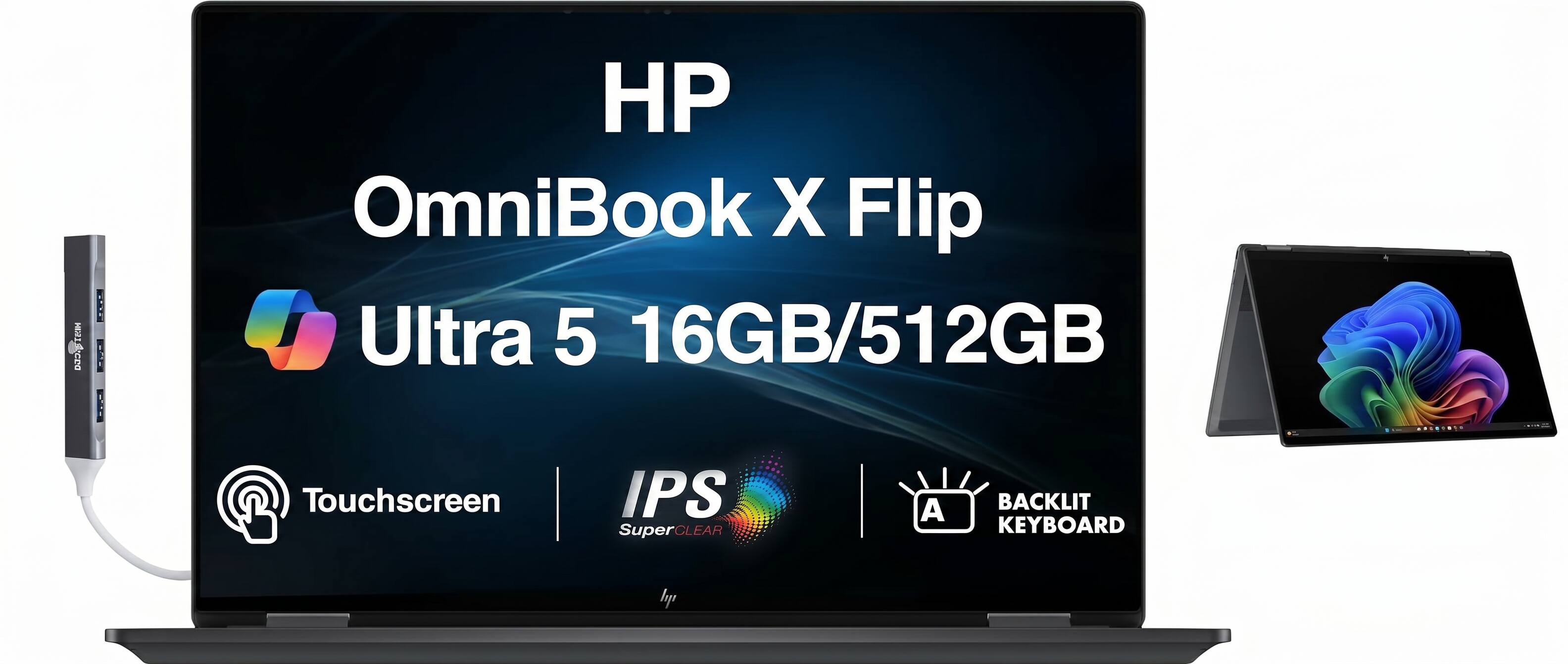 HP OmniBook X Flip Ultra 5 16GB/512GB R Touchscreen IPS SuperCLEAR A BACKLIT KEYBOARD