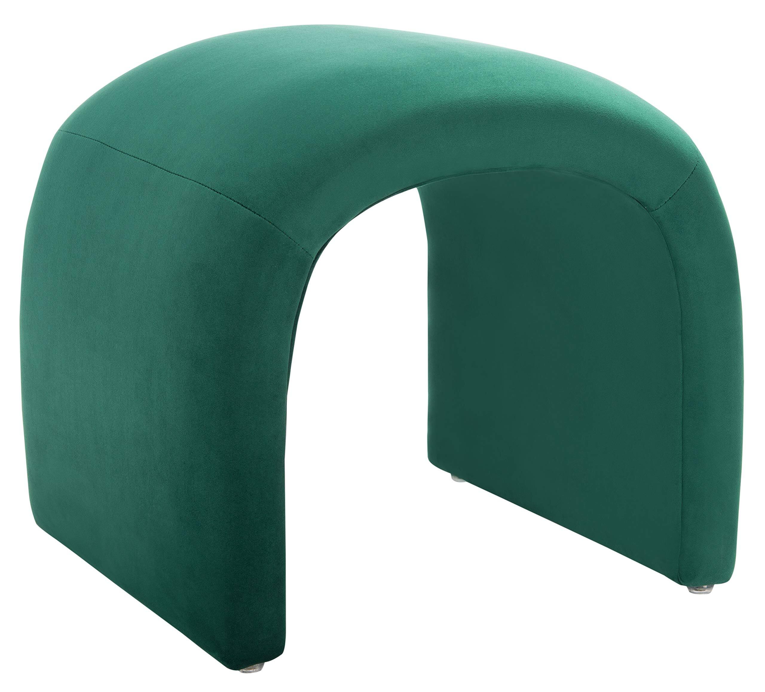 Front. JETRANSPORT - Home Collection Kibo Modern Waterfall Black Ottoman (fully Assembled) Velvet This luxurious - Emerald.