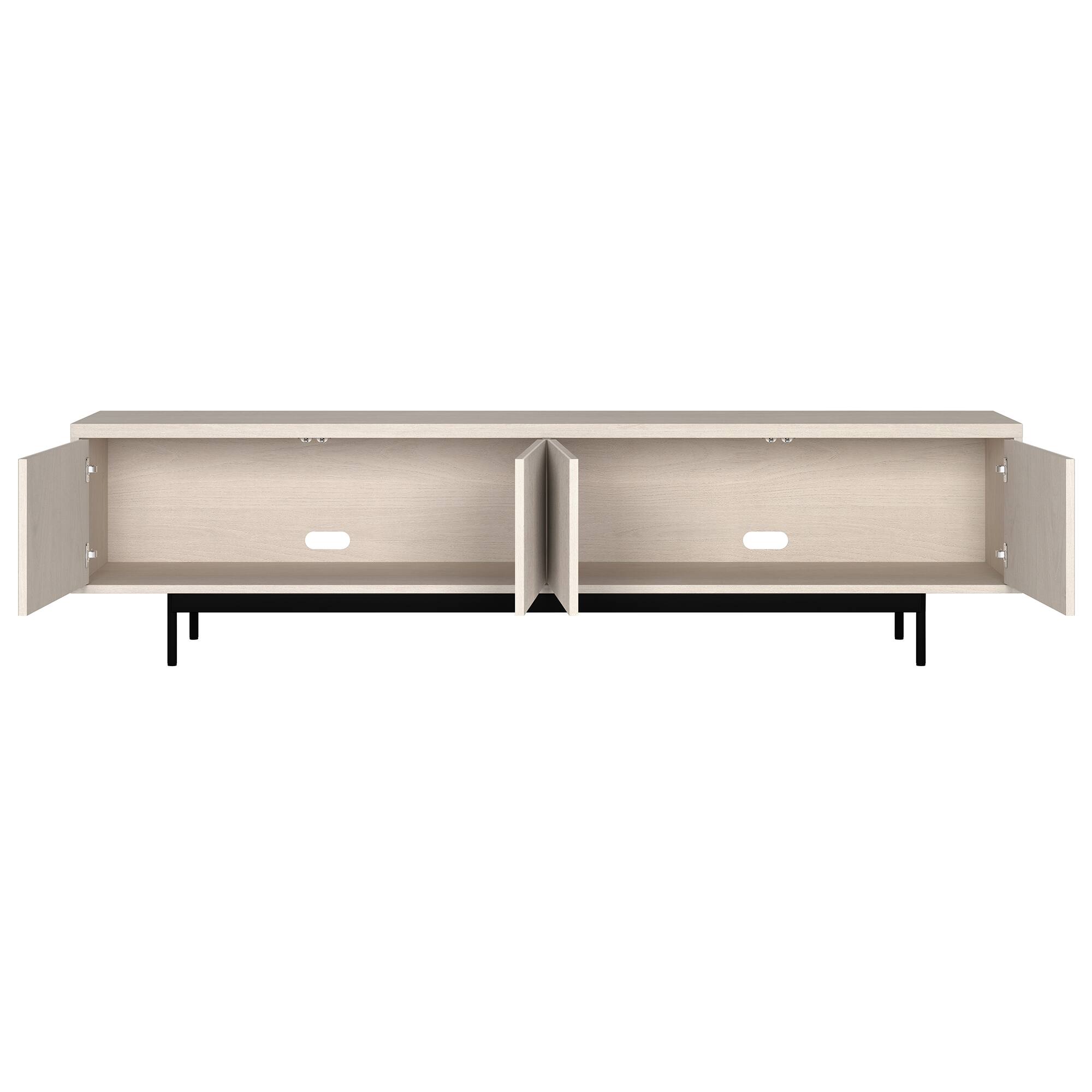 Alt View 1. Hudson&Canal - Whitman Rectangular Fluted TV Stand for TV's up to 85" in Alder White - Alder White.