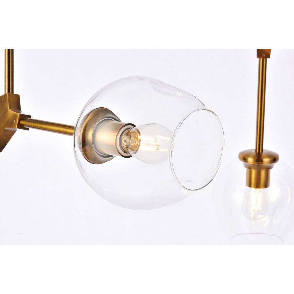 Alt View 2. Elegant Lighting - Cavoli 5 lights brass chandelier - Brass And Clear.