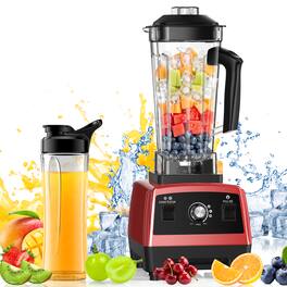 Teendow - 1800W High Speed Blender & Smoothie Maker with 68oz Pitcher, 20oz Personal Cup & Travel Lid - Red