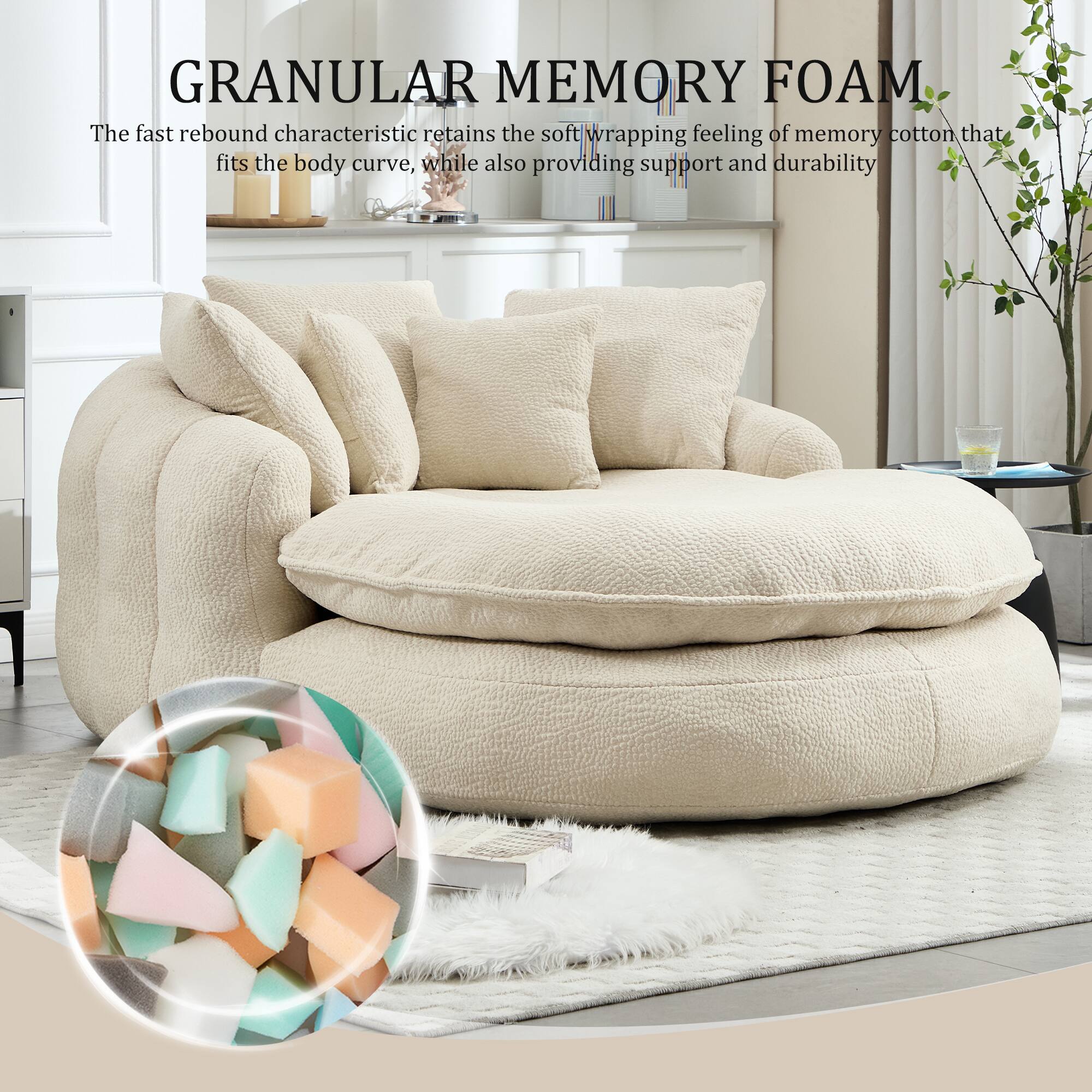 GRANULAR MEMORY FOAM

The fast rebound characteristic retains the soft wrapping feeling of memory cotton that fits the body curve, while also providing support and durability.