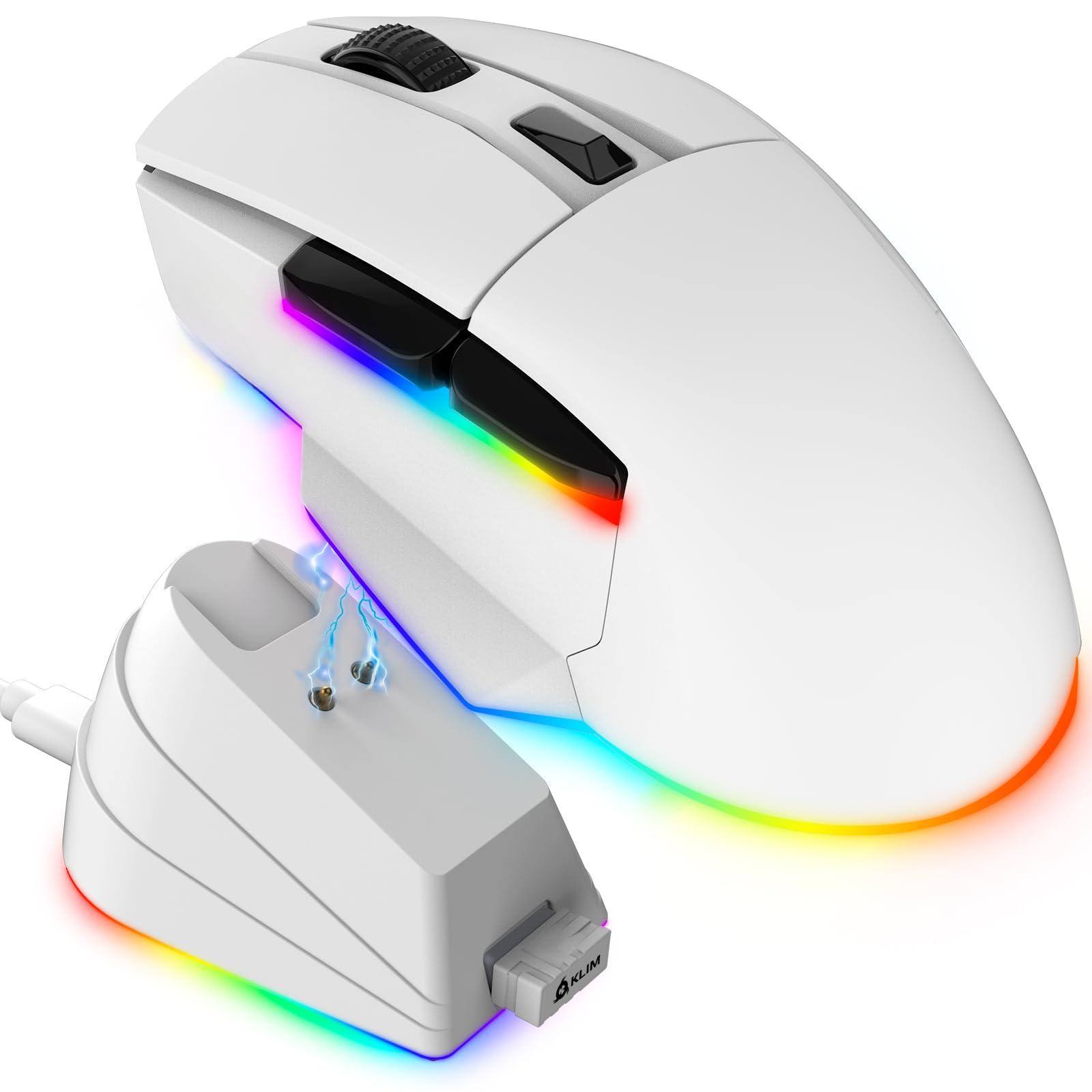 Front. PO3TICJUNKI3 - Blaze X Rgb + Rechargeable Gaming Mouse With Charging Dock Long-lasting Up To & Pc Ps5 Ps4 - WHITE.