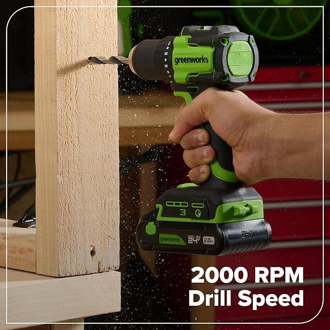 6-8% greenworks 3 Q greenworks 24 2.0 aL 2000 RPM Drill Speed