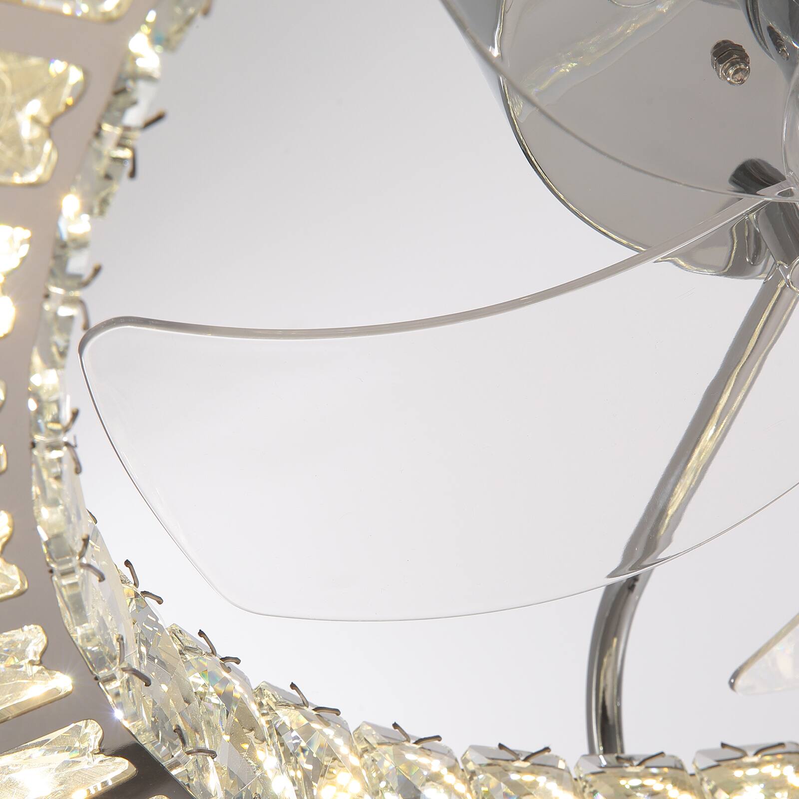 Alt View 7. Siljoy - 22 Inch Low Profile Crystal Flush Mount Ceiling Fan with Light, Nickel Finish, Dimmable LED Fan with Remote for Bedroom - Gold.