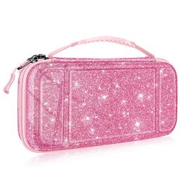 Kitcheniva - Travel Carry Case For Nintendo Switch OLED 2021 And Switch 2017 - Glittering Pink