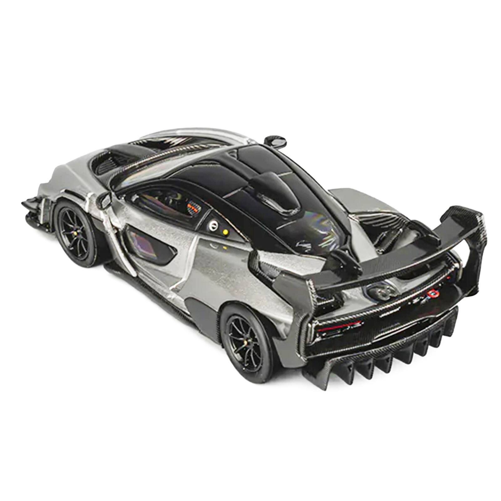 Alt View 4. CM Models - McLaren Senna GTR Silver Gray Metallic with Carbon Hood and Black Top 1/64 Diecast Model Car by CM Model.