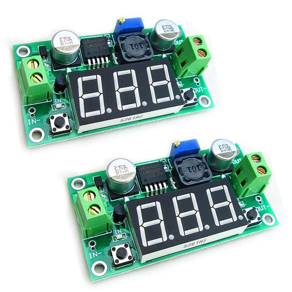 ACJPR - 2pcs LM2596 Adjustable DC-DC Buck Power Module, 4-40V Input, LED Display