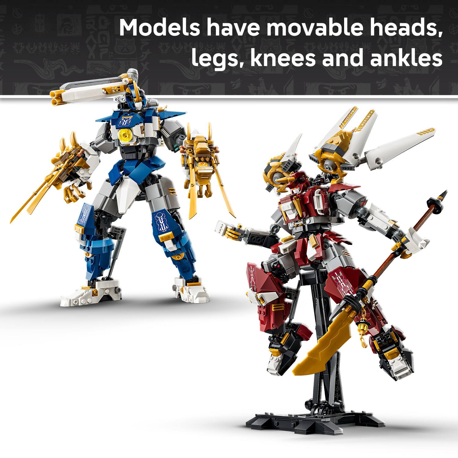Models have movable heads, legs, knees and ankles