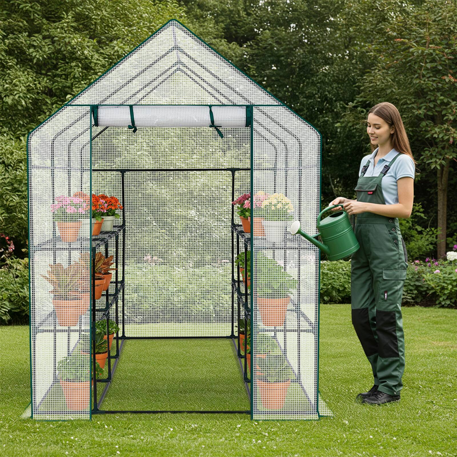Alt View 1. Winado - Mini Walk-in Greenhouse with PE Cover, 8-Shelf Indoor Outdoor Plant Gardening.