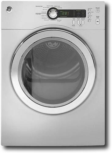 Front Standard. GE - 4.0 Cu. Ft. 20-Cycle Electric Dryer - Metallic Silver.