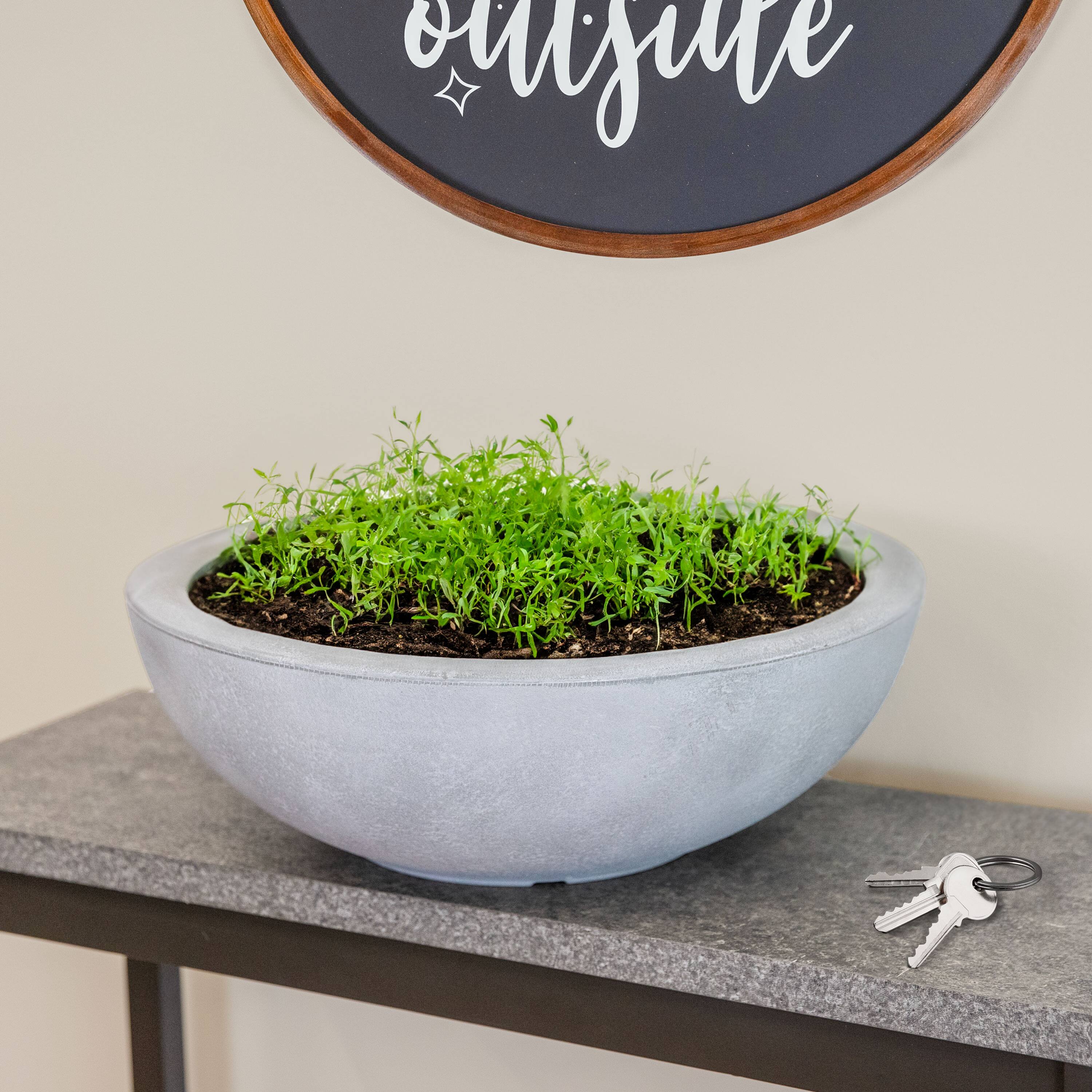 Alt View 1. Sunnydaze - 20.75 in Percival Round Polyresin Outdoor Planter - 4pk - Gray.