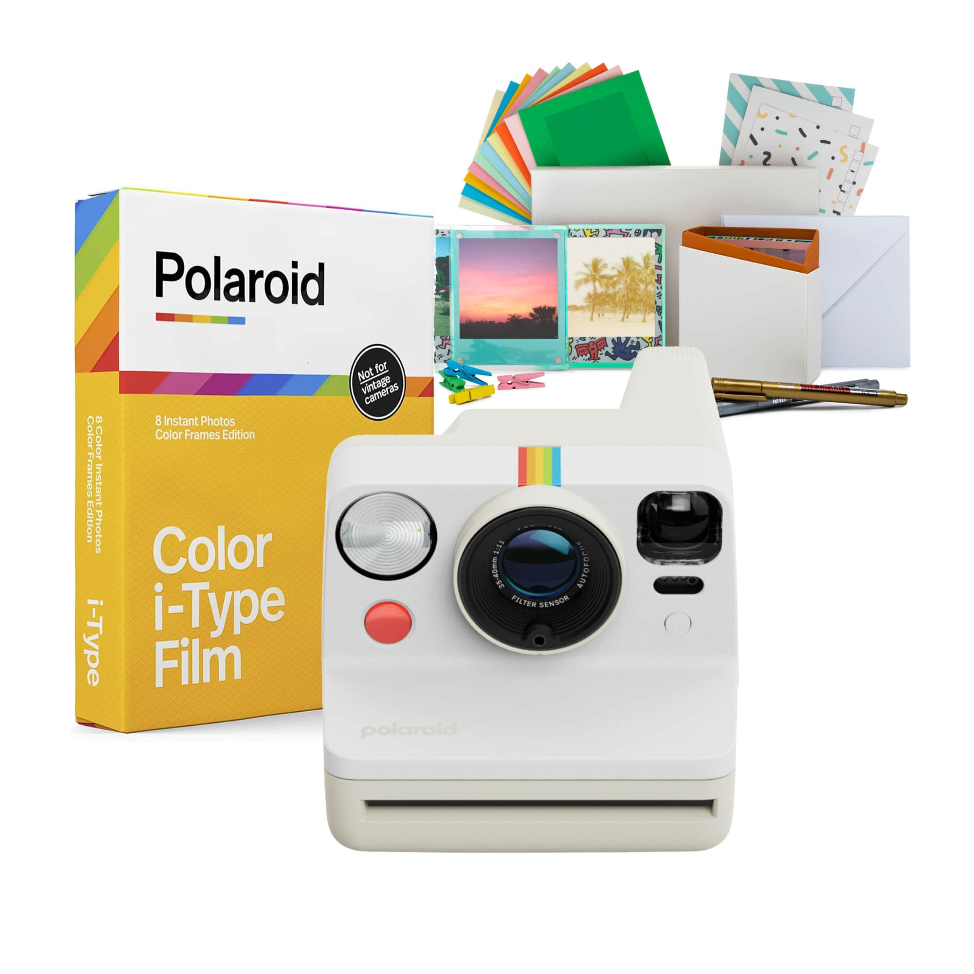Polaroid - Now Generation 3 Analog Pebble Instant Camera and Film Kit Bundle - White
