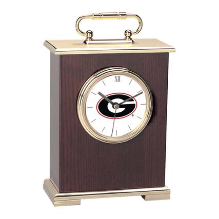 Front. Jardine - Georgia Bulldogs Primary Team Logo Carriage Clock - Gold.