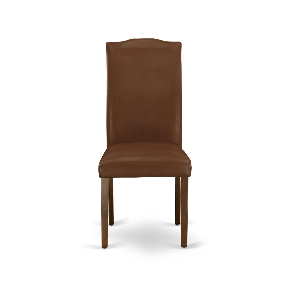 Back. East West Furniture - AMEN3-MAH-66 3 Piece DINETTE SET - 1 Wooden Dining Table and 2 Brown Upholstered Chairs - Mahogany Finish - Mahogany.