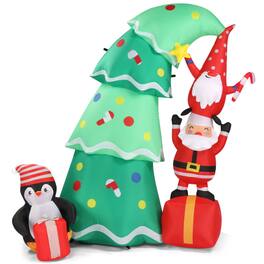 Winado - 6 FT Inflatable Christmas Tree Santa with LED Lights for Holiday Outdoor Yard Decoration - Green & Red