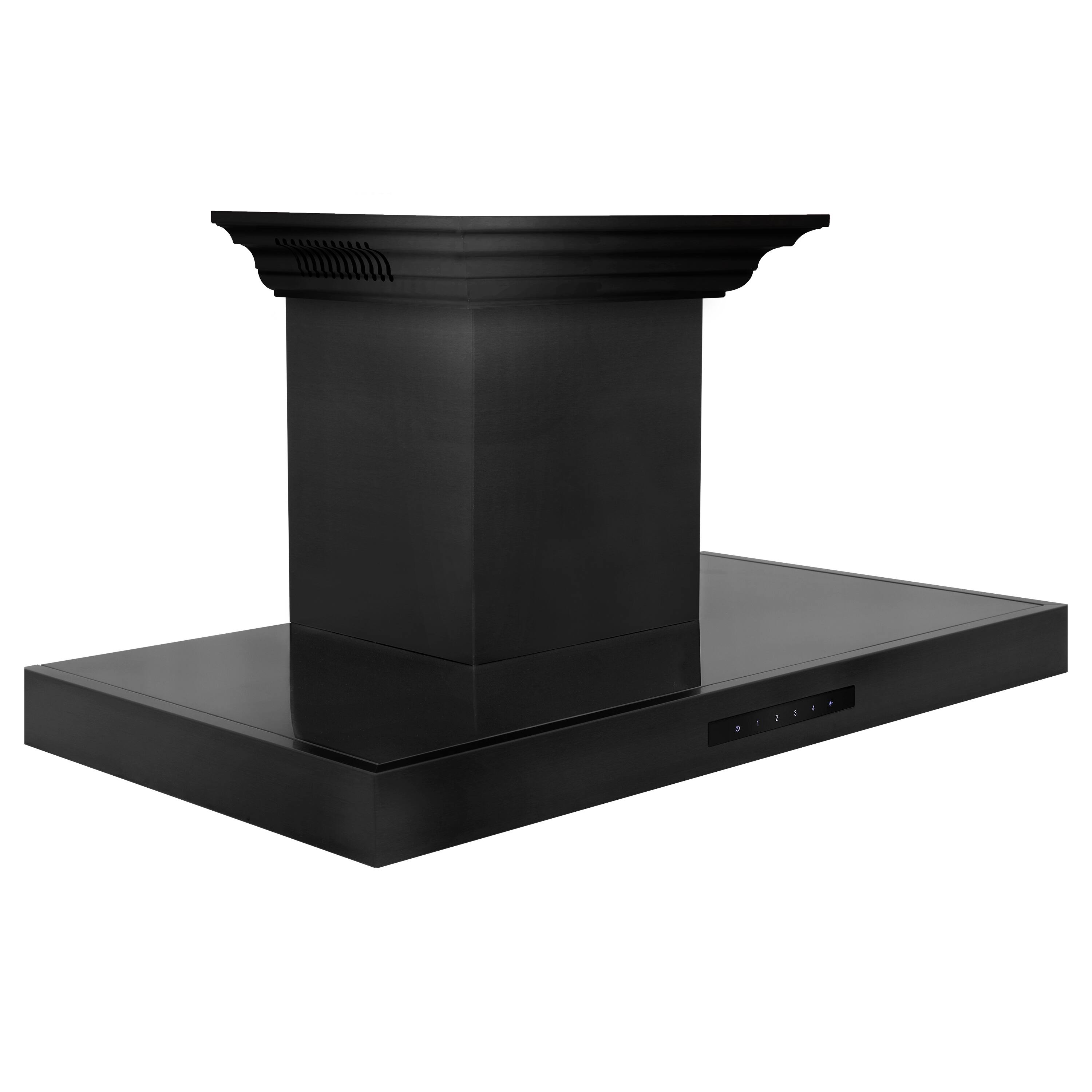 Back. ZLINE - 36 in. ZLINE CrownSound™Ducted Vent Wall Mount Range Hood in Black Stainless Steel with Built-in Bluetooth Speakers - Black Stainless Steel.