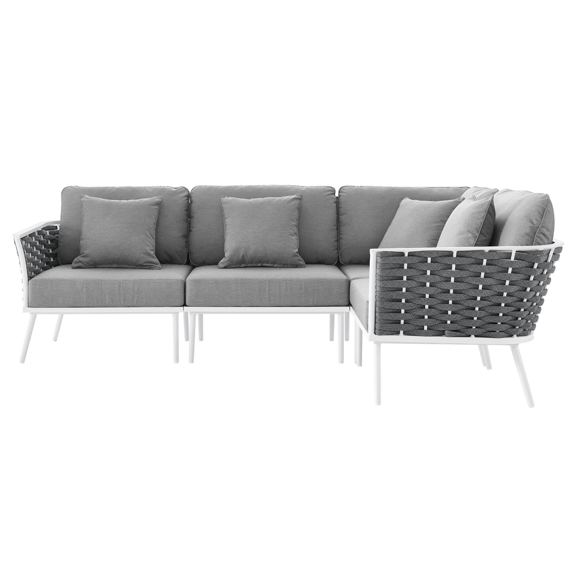 Left. Modway - Stance Outdoor Patio Aluminum Large Sectional Sofa - White Gray.