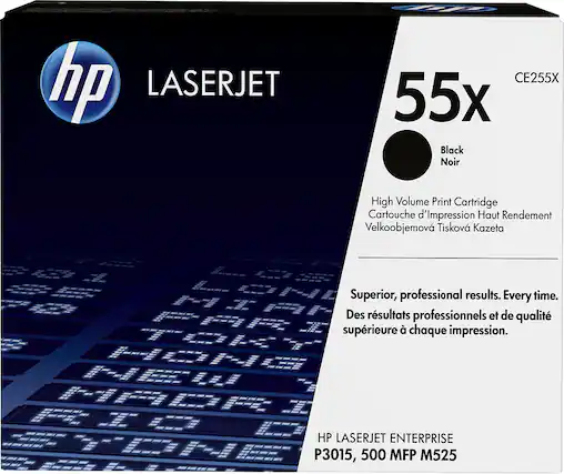 Front. HP - 55X High Yield Black Original LaserJet Toner Cartridge - Black.