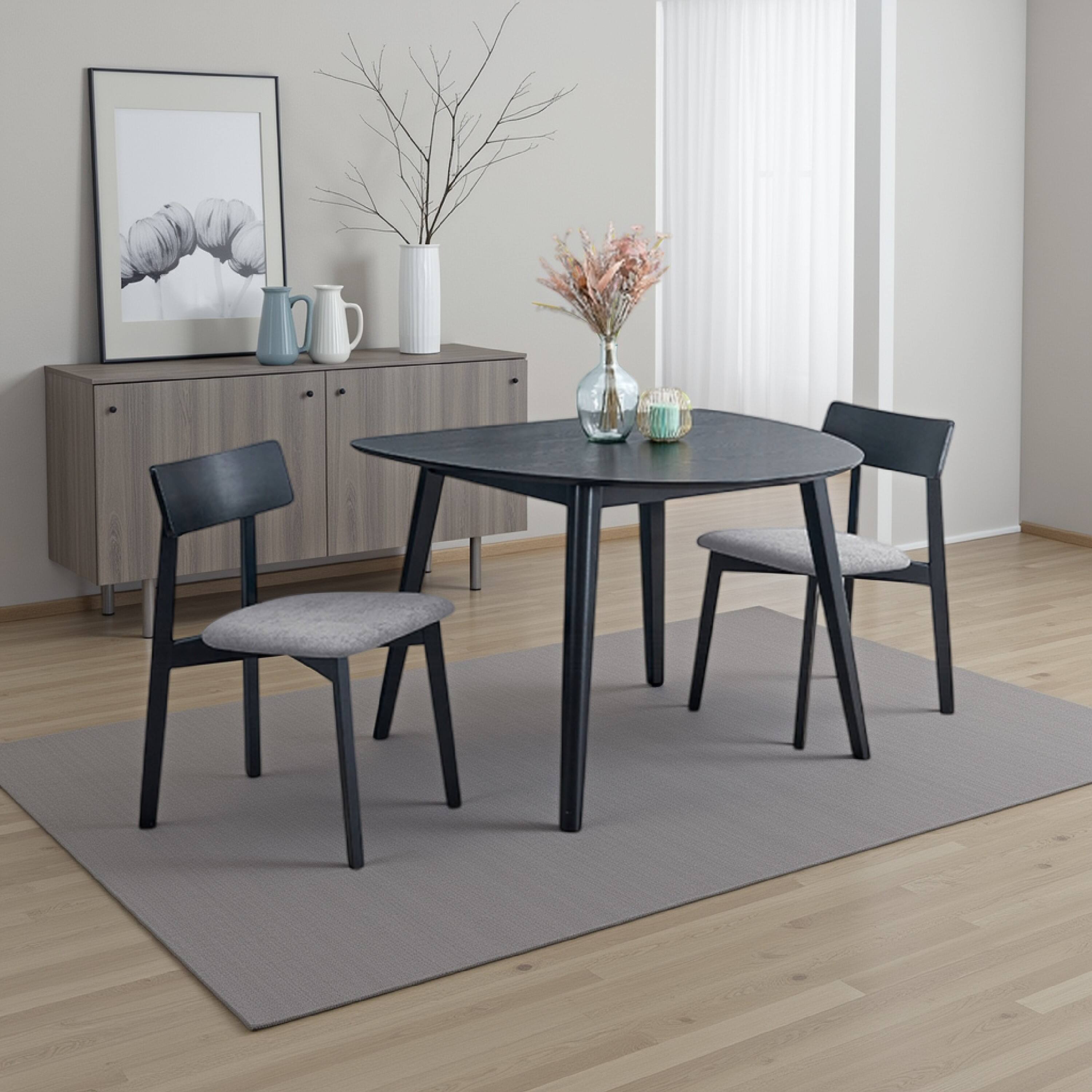 Alt View 5. Manhattan Lane - Rory Dining Table, 43 Inch Half Moon Top, Scandinavian Black Wood - Black.