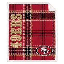 Pegasus - San Francisco 49ers 50" x 60" Playmaker Plaid Ultra Cozy Sherpa Throw - Multicolor