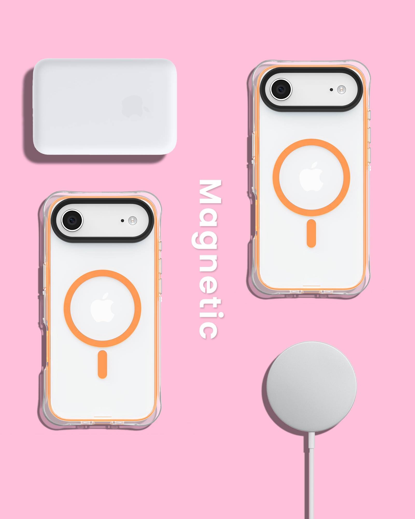 Alt View 6. Ornarto - ORNARTO Air Case for iPhone Air Clear with MagSafe | Camera Control Button | Built-in Air Phone Cover-Orange - Orange.