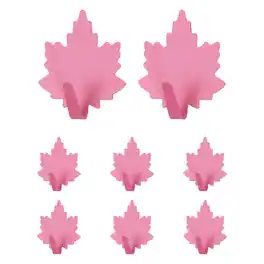 Unique Bargains - 8pcs Leaf Shaped Wall Hooks, Metal Adhesive Towel Hook, Heavy Duty Sticky for Bathroom Kitchen Office Keys Coats - Rose Red