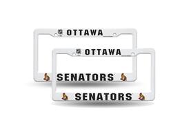 Rico Industries - Ottawa Senators Raised Lettering White Plastic License Plate Frame - Set of 2 Frames - Multi
