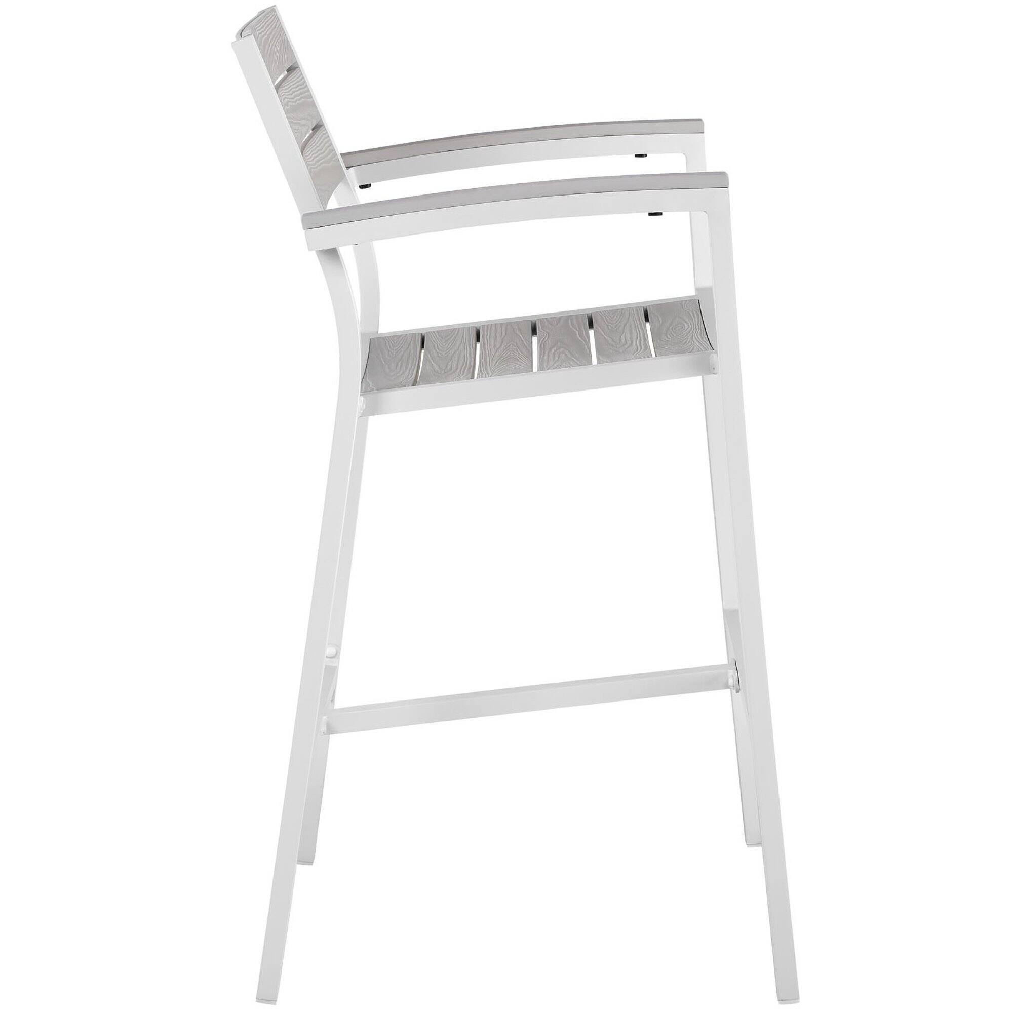 Angle. Modway - Maine Outdoor Patio Bar Stool by Modway - White Light Gray.