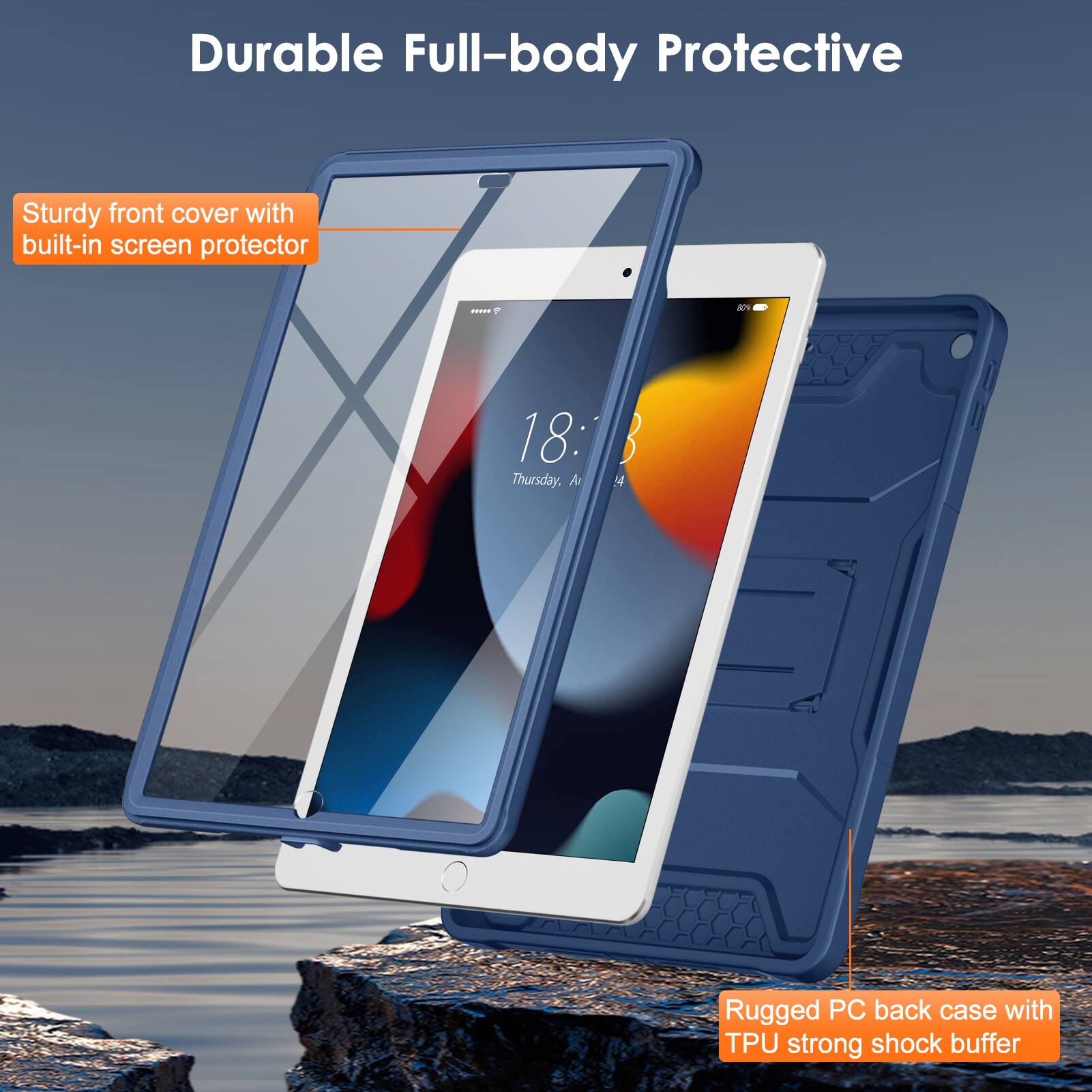Durable Full-body Protective

Sturdy front cover with built-in screen protector

Rugged PC back case with TPU strong shock buffer