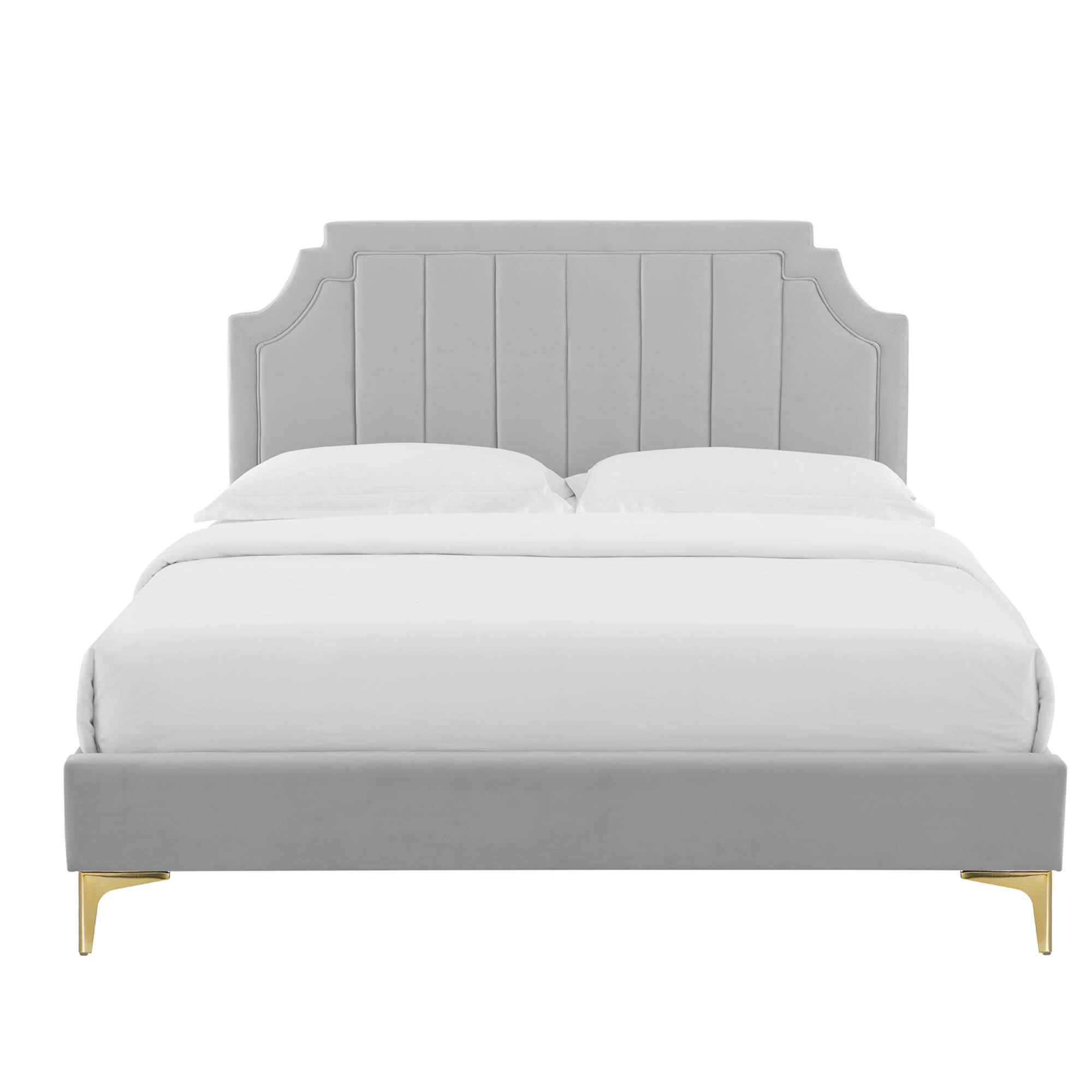 Alt View 7. Modway - Sienna Performance Velvet Full Platform Bed - Gray.