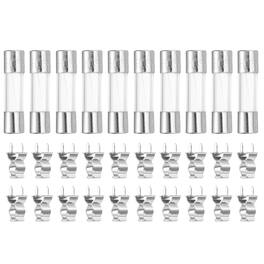 Unique Bargains - Glass Tube Fuses, 5x20mm 0.5A 250V Quick Fast Blow Glass Cartridge Tube Fuse with 20pcs Safety Clip 10pcs - Silver