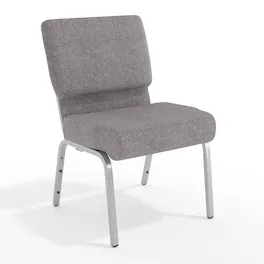 Emma + Oliver - 21"W Stacking Church/Reception Guest Chair - Gray Fabric/Silver Vein Frame