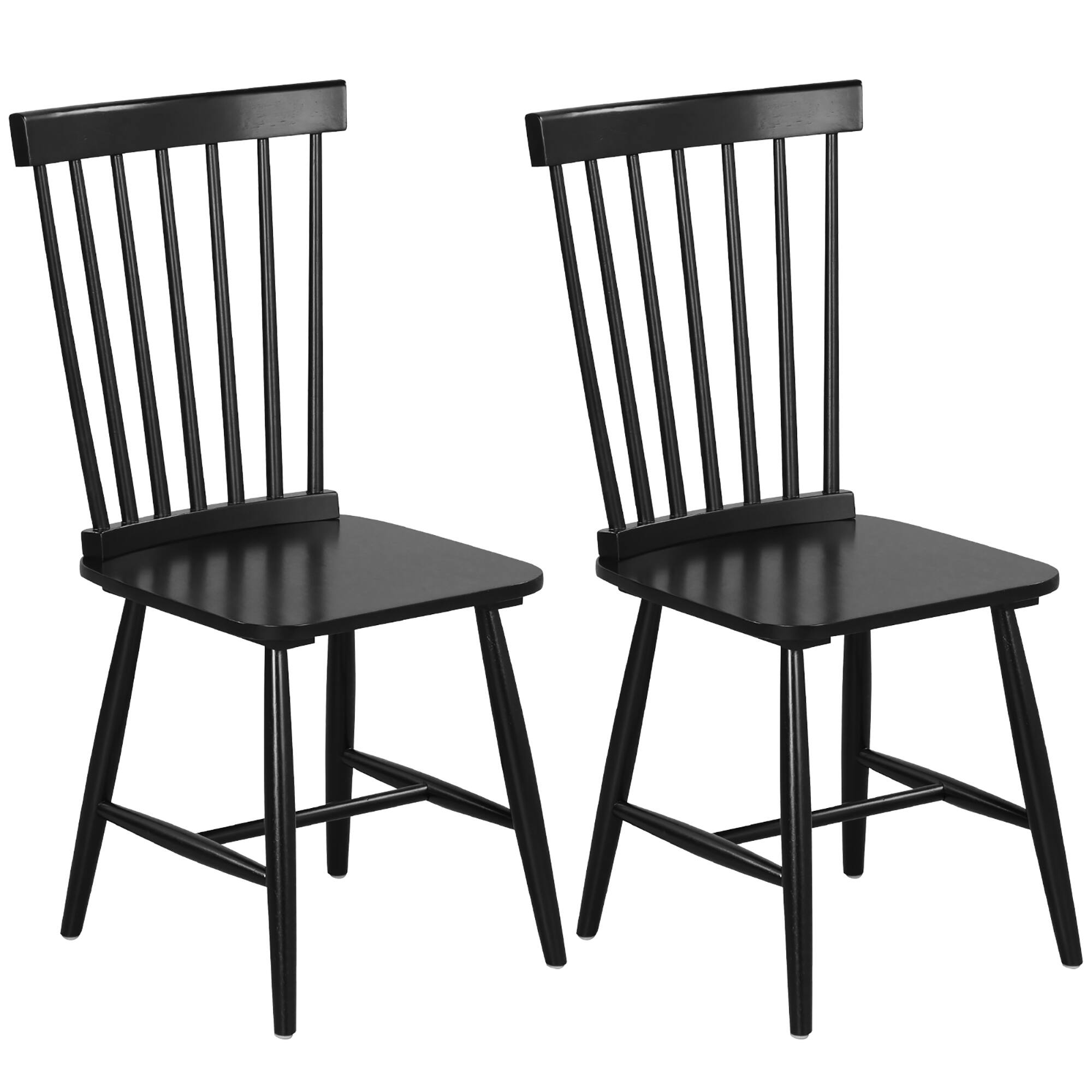 Alt View 9. Gymax - Gymax Dining Chair Set of 4 Solid Wood Windsor Chair w/ High Spindle Back & Wide Seat Black - Black.
