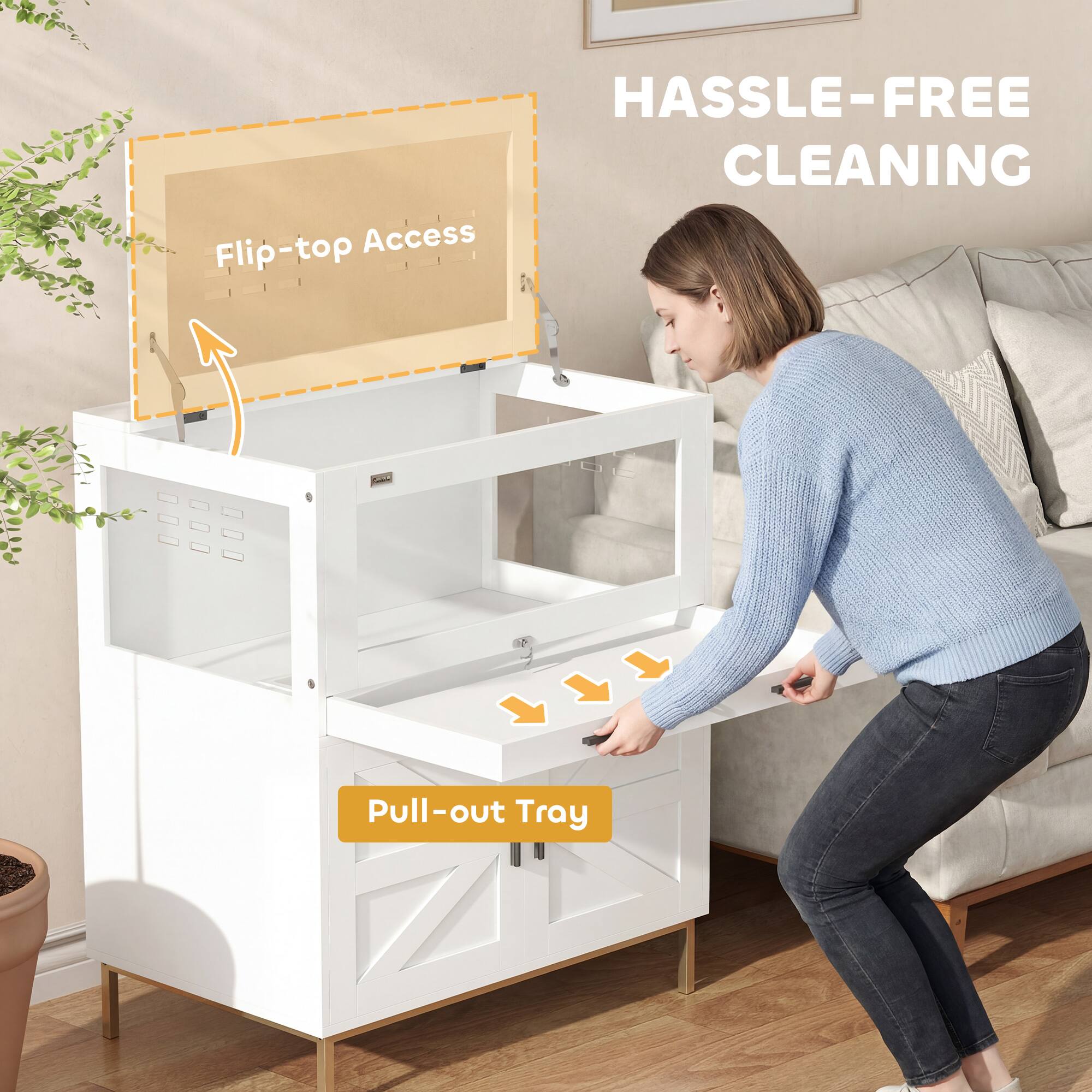 HASSLE-FREE CLEANING

- Flip-top Access
- Pull-out Tray