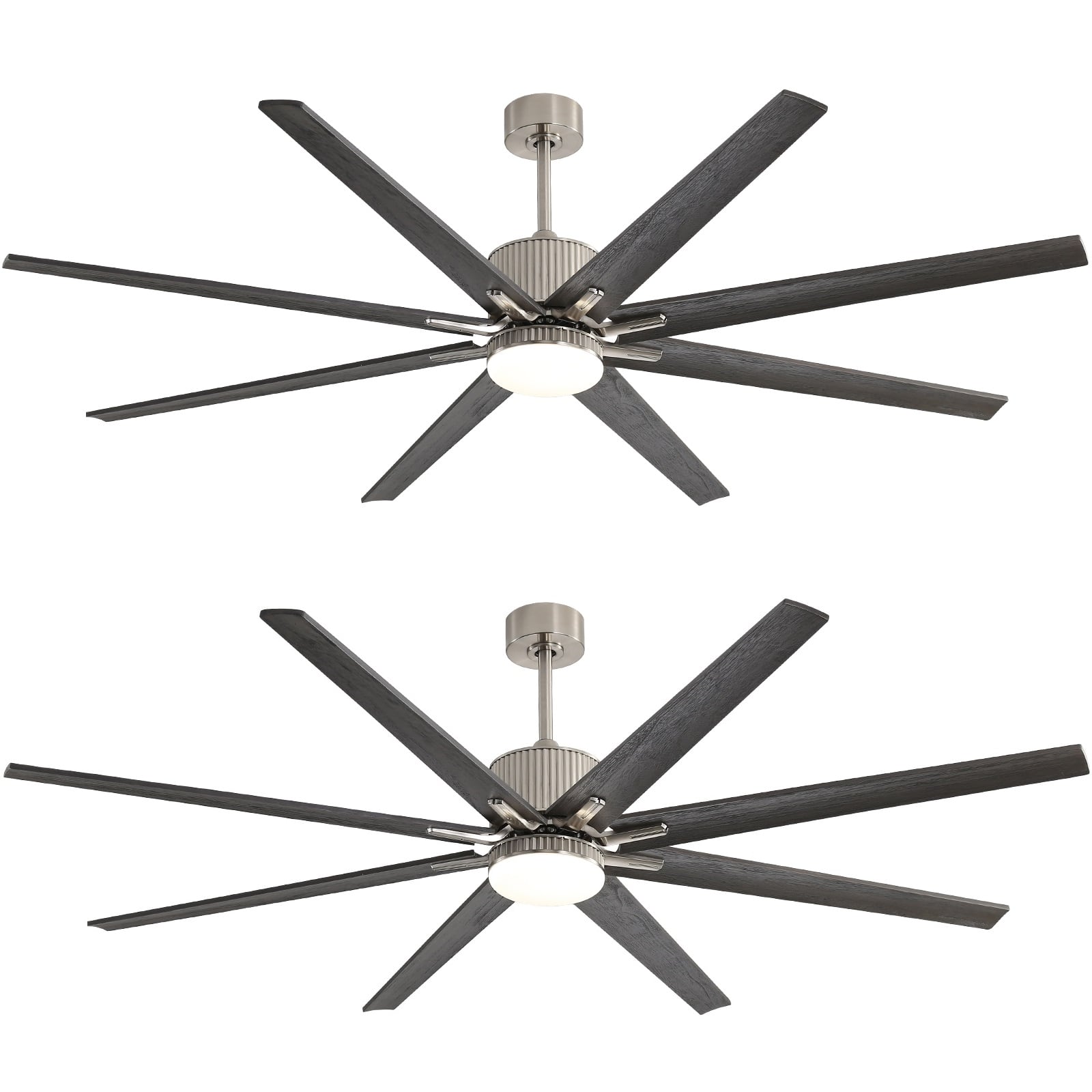 Sofucor - "76'' Industrial Ceiling Fans with Lights Indoor/Outdoor Nickel Smart Ceiling Fan APP Control Reversible DC Motor 3CCT S - Nickel - 2 Pack