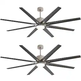 Sofucor - "76'' Industrial Ceiling Fans with Lights Indoor/Outdoor Nickel Smart Ceiling Fan APP Control Reversible DC Motor 3CCT S - Nickel - 2 Pack