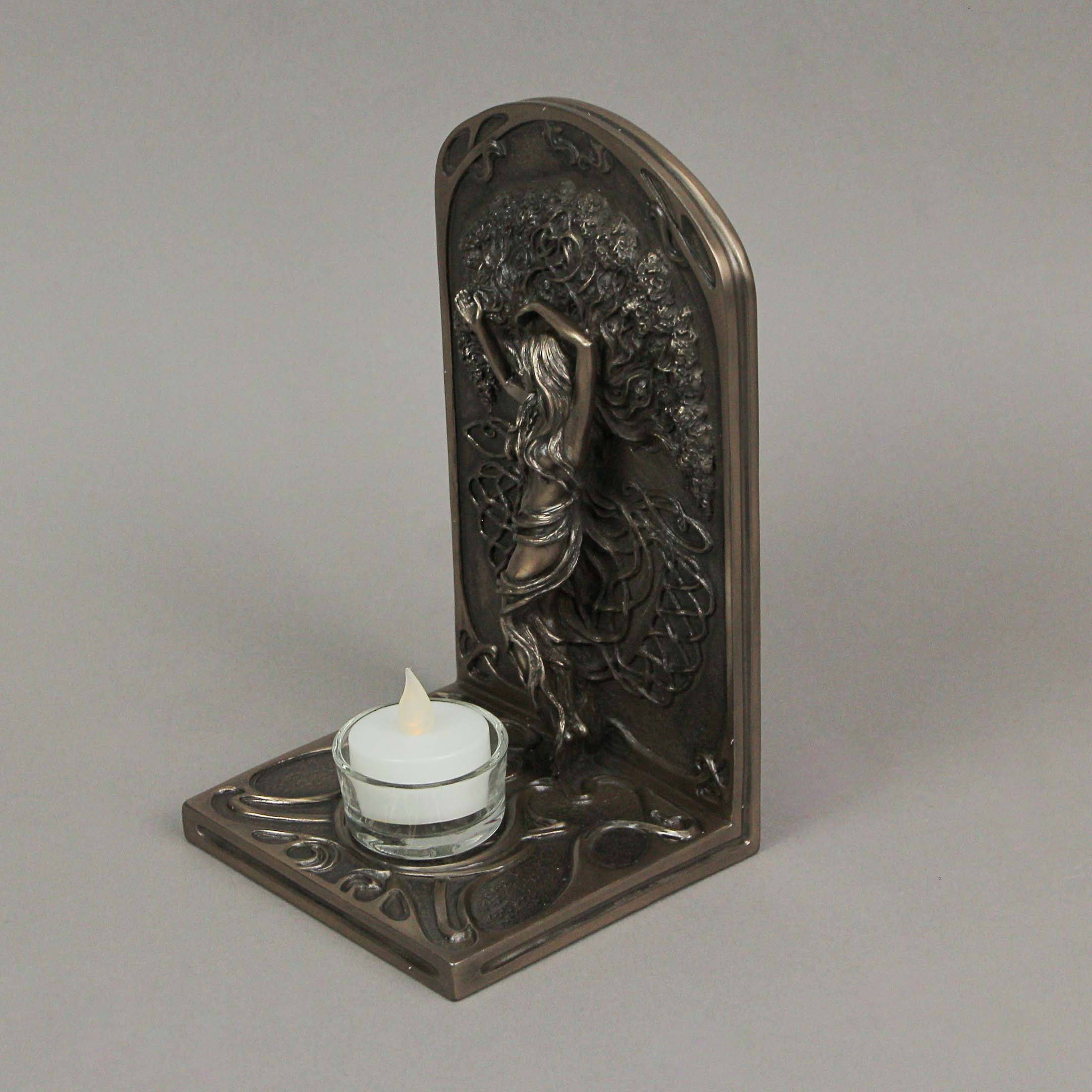 Alt View 1. Veronese Design - Earth Life Magic Bronze Resin Decorative Bookend Pagan Tealight Candle Holder - Bronze.