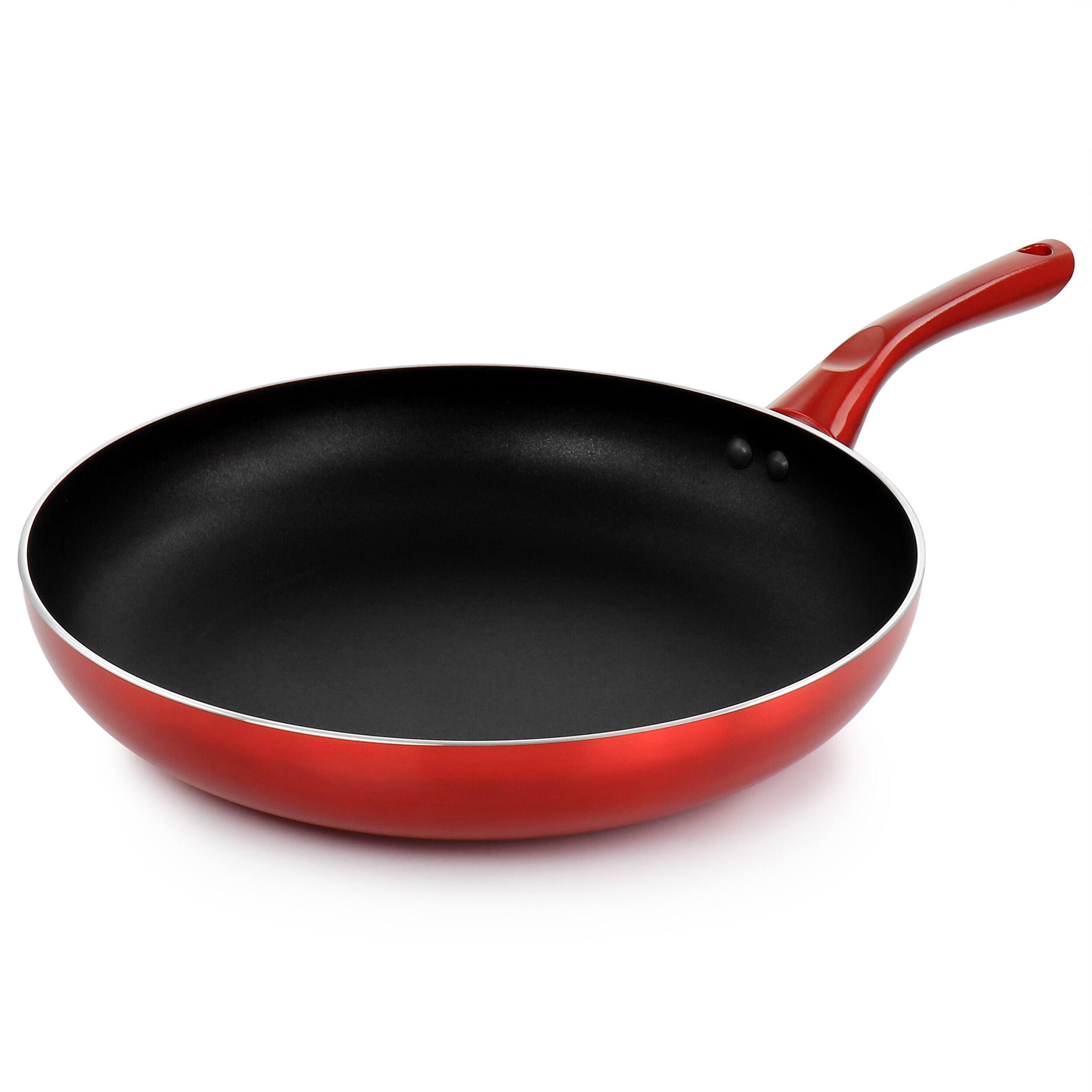 Alt View 8. Better Chef - Better Chef 12in Silver Metallic Non Stick Gourmet Fry Pan in Red - Red.