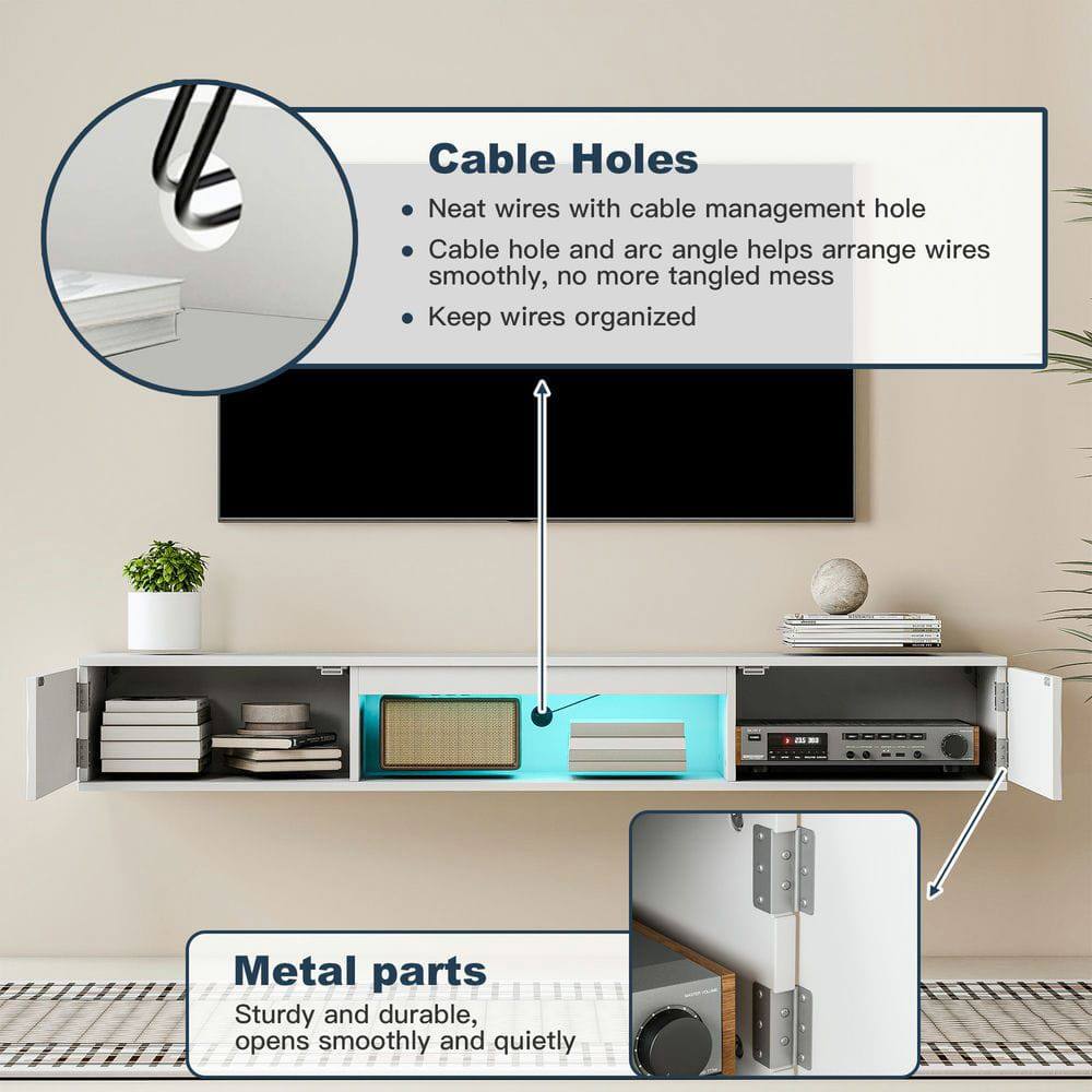 **Cable Holes**

- Neat wires with cable management hole
- Cable hole and arc angle helps arrange wires smoothly, no more tangled mess
- Keep wires organized

**Metal parts**

- Sturdy and durable, opens smoothly and quietly