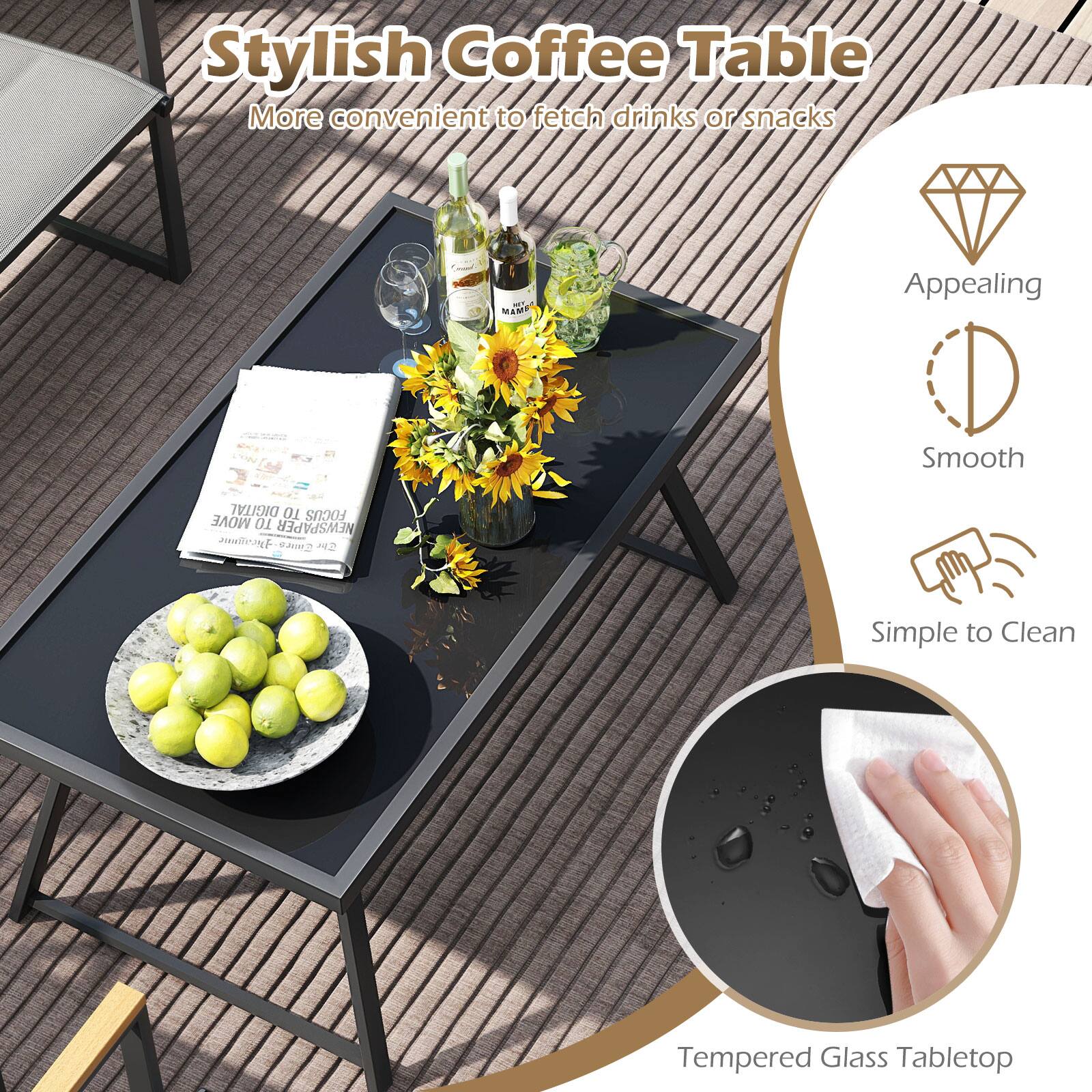 Stylish Coffee Table: More convenient to fetch drinks or snacks - MAM Appealing Smooth DIGITAL 10 FOCUS MOVE TO NEWSPAPER Jheagnne Simple to Clean Tempered Glass Tabletop