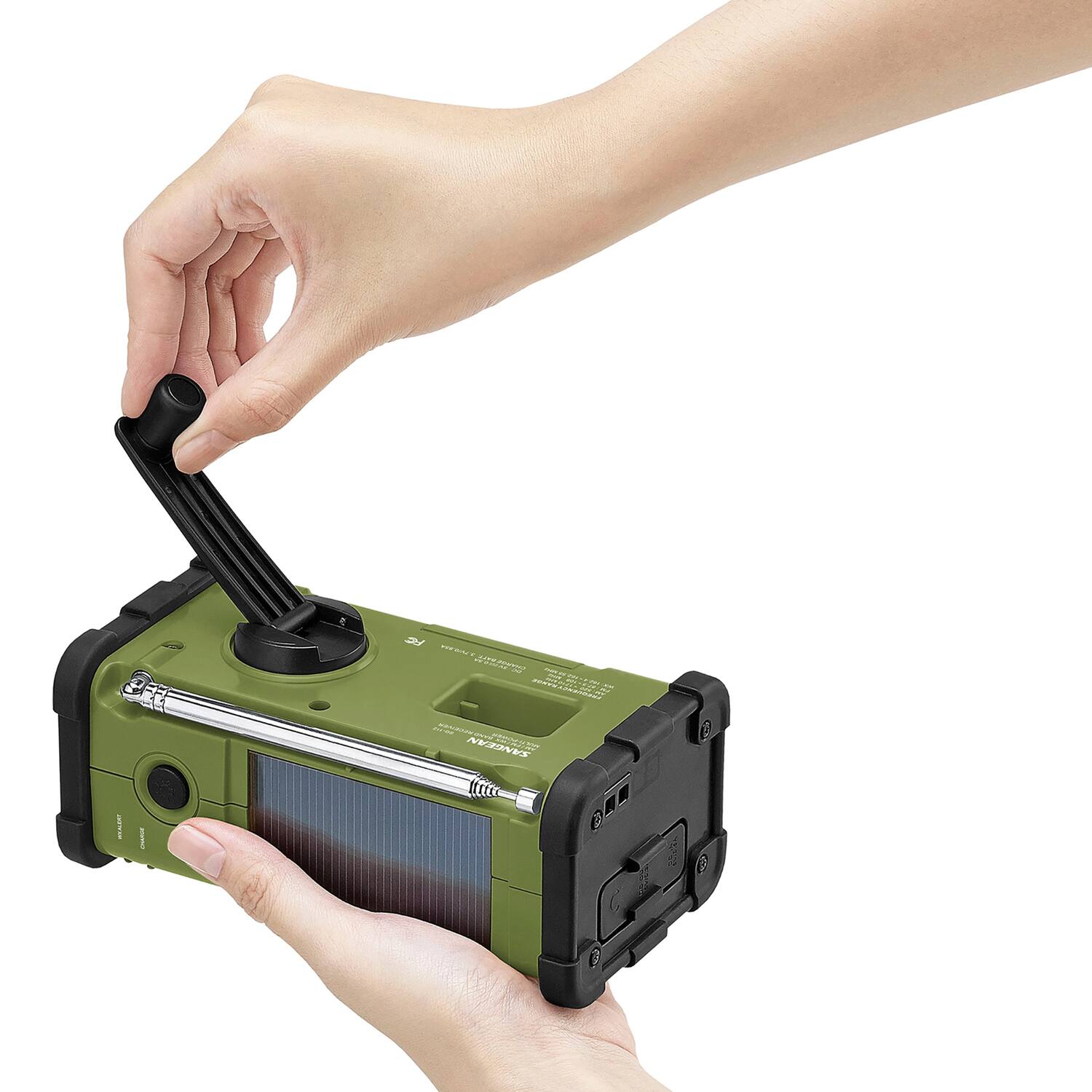 Angle. Sangean - AM/FM Multi-Powered Weather Emergency Radio - Green.