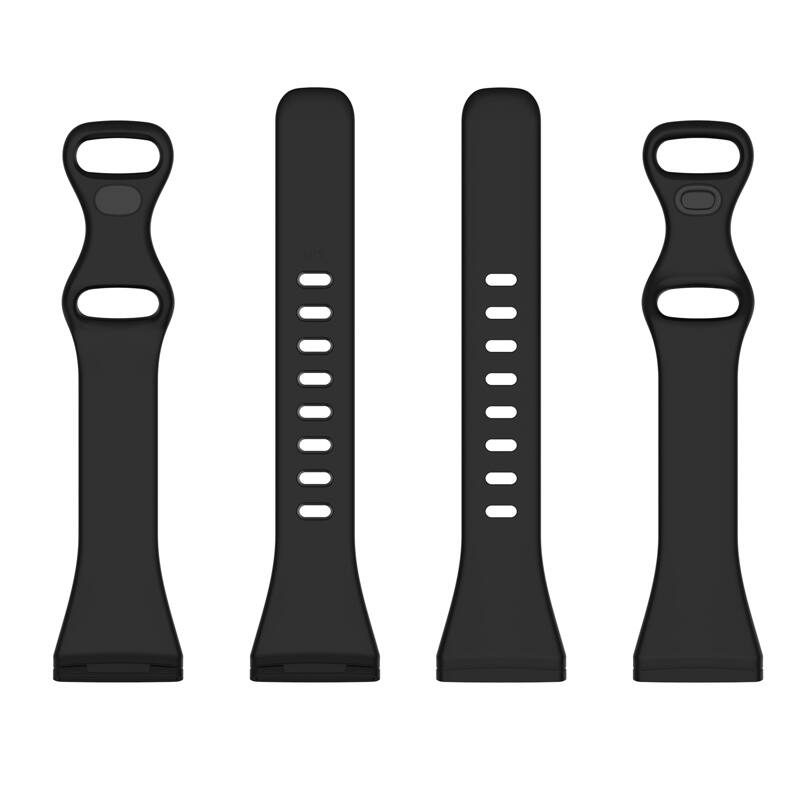 Left. StrapsCo - Slim Active Strap Silicone Rubber Watch Band For Fitbit Versa 4 (Medium-Long) - Black.