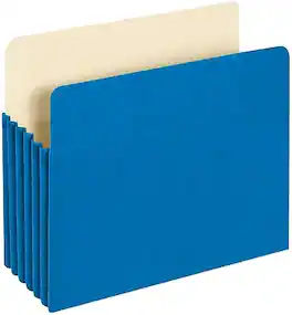 Pendaflex - 10% Recycled Reinforced File Pocket, 5 1/4" Expansion, Letter Size, Blue - Redrope